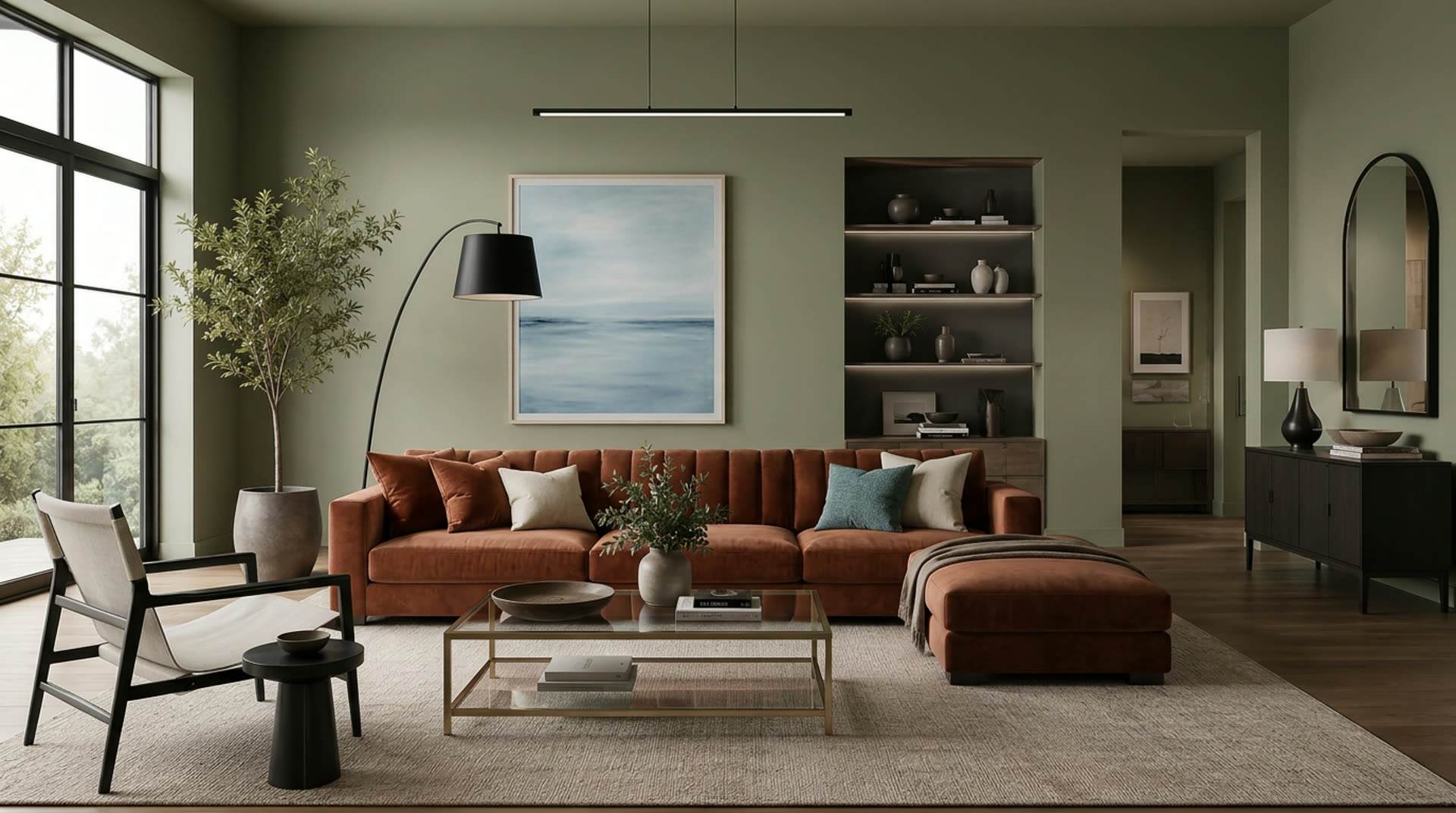 Olive Sage living room scheme