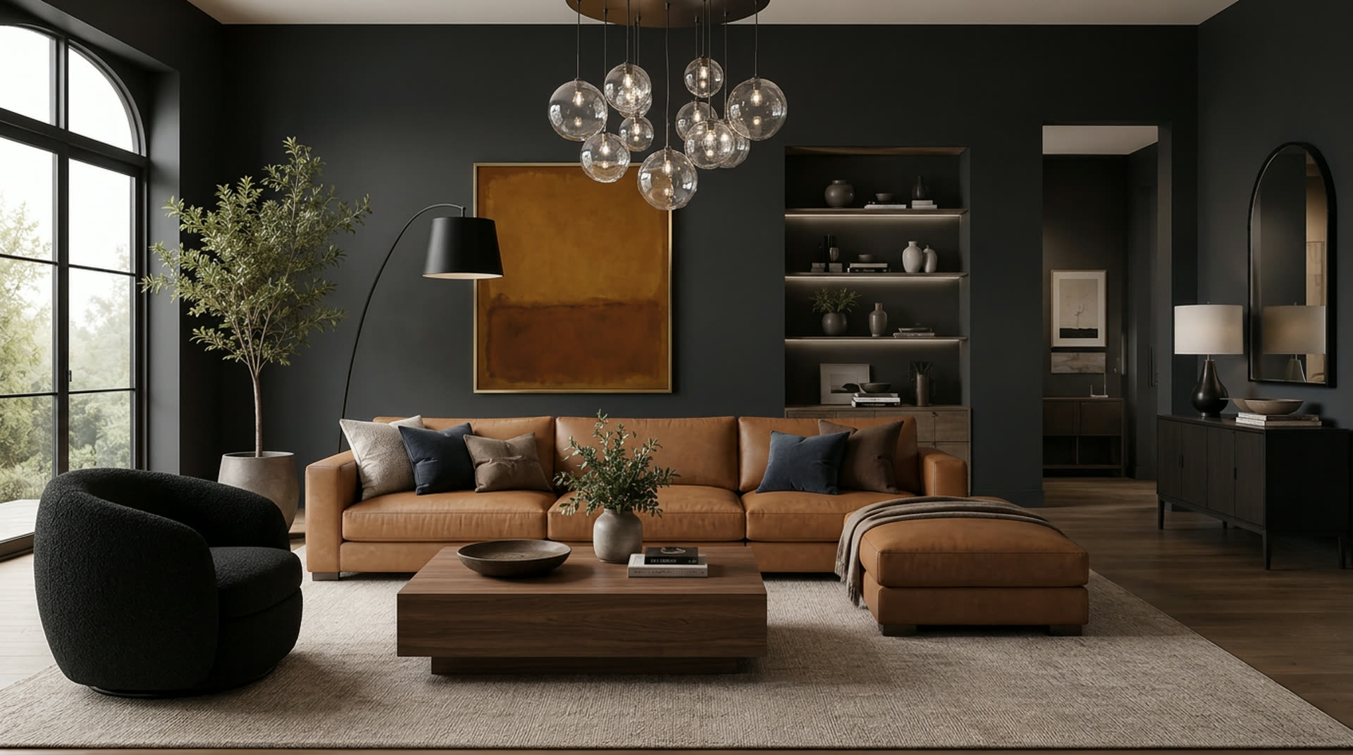 Charcoal living room scheme